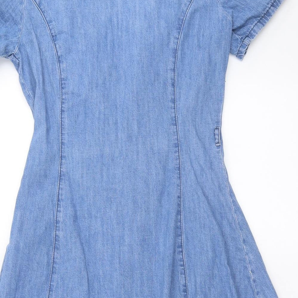 New Look Womens Blue  Denim Shirt Dress  Size 10