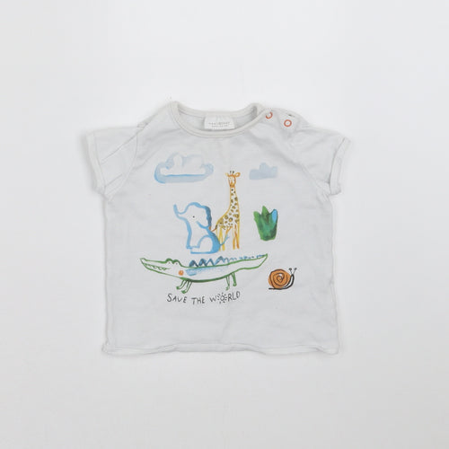 NEXT Baby White   Basic T-Shirt Size 3-6 Months  - animals