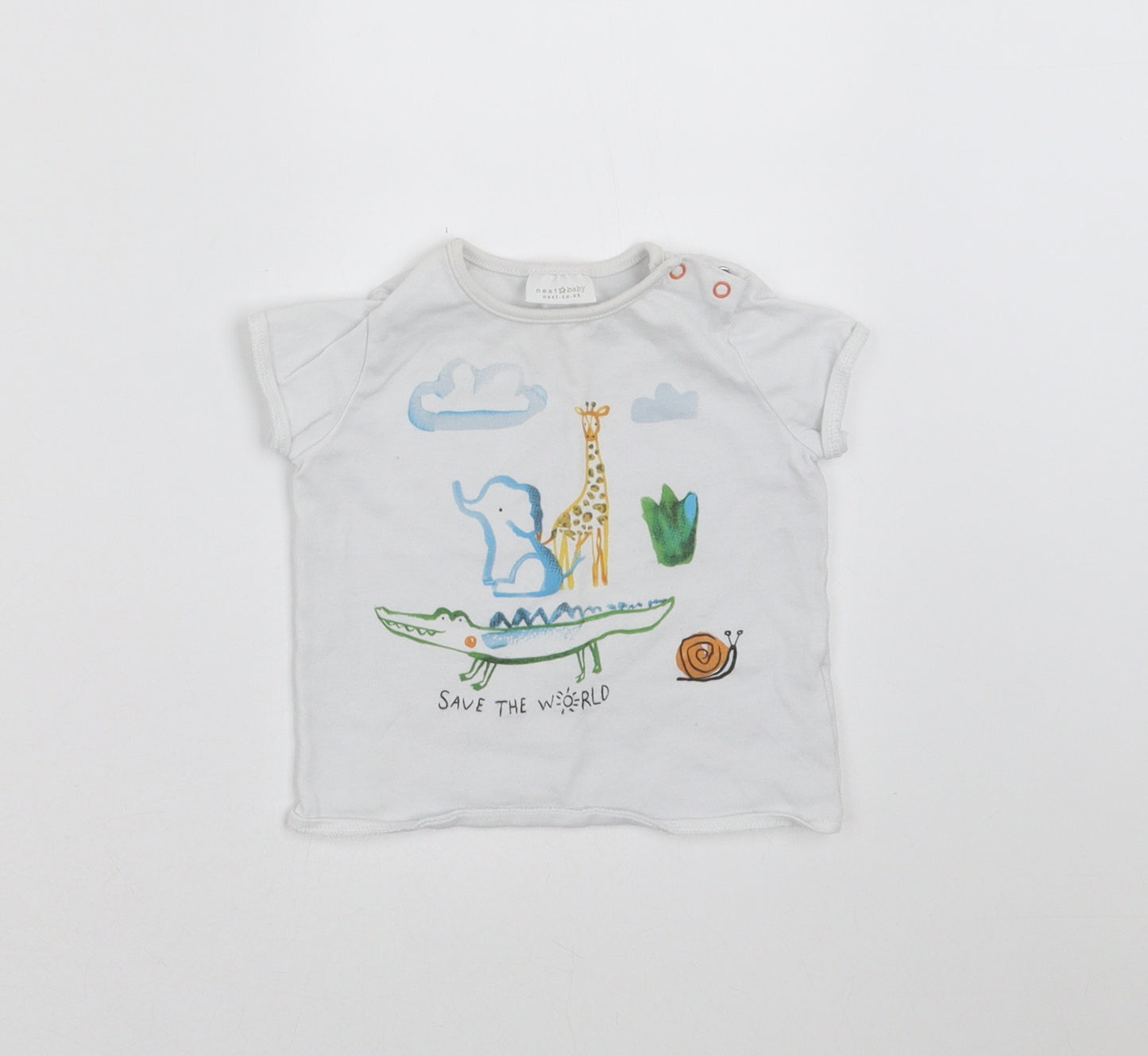 NEXT Baby White   Basic T-Shirt Size 3-6 Months  - animals