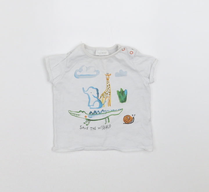 NEXT Baby White   Basic T-Shirt Size 3-6 Months  - animals