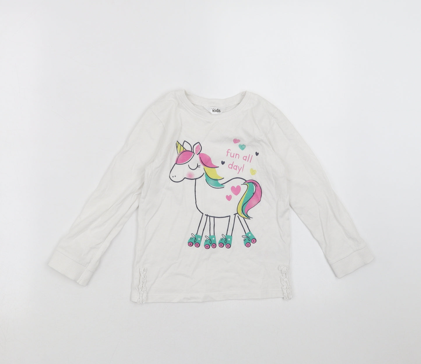 M&Co Girls White   Basic T-Shirt Size 3-4 Years  - unicorn