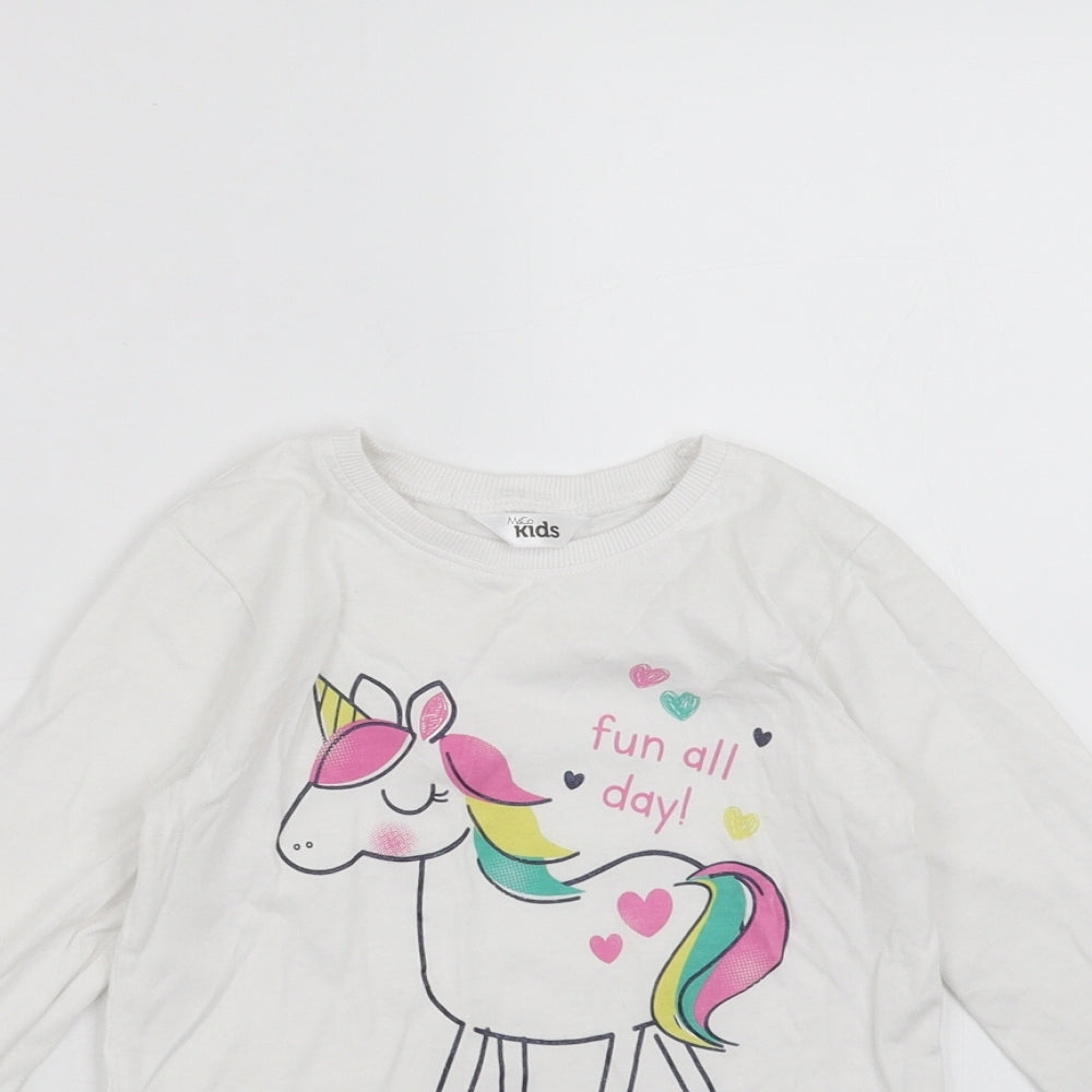 M&Co Girls White   Basic T-Shirt Size 3-4 Years  - unicorn