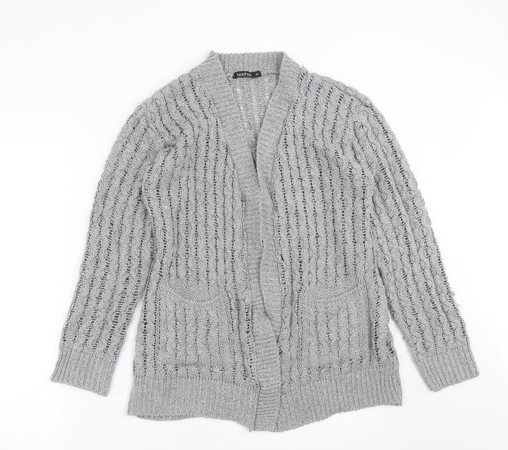 Boohoo Womens Grey Knit Cardigan Jumper Size M
