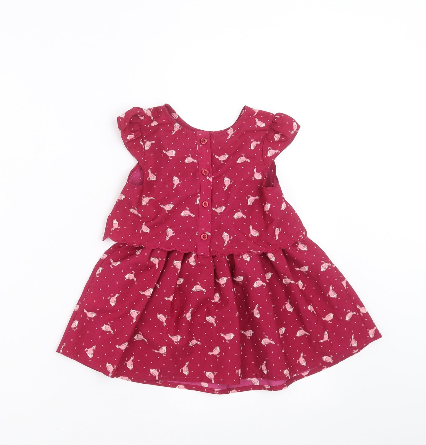 Matalan Girls Purple   Fit & Flare  Size 12-18 Months  - Bird pattern