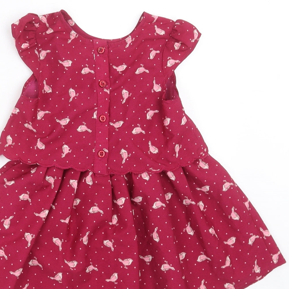 Matalan Girls Purple   Fit & Flare  Size 12-18 Months  - Bird pattern