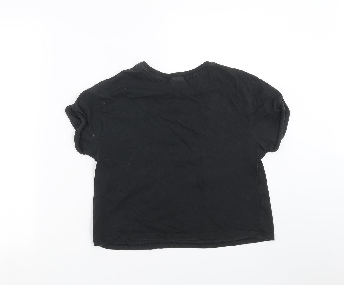Topshop Womens Black Floral  Basic T-Shirt Size 8  - Floral embroidery