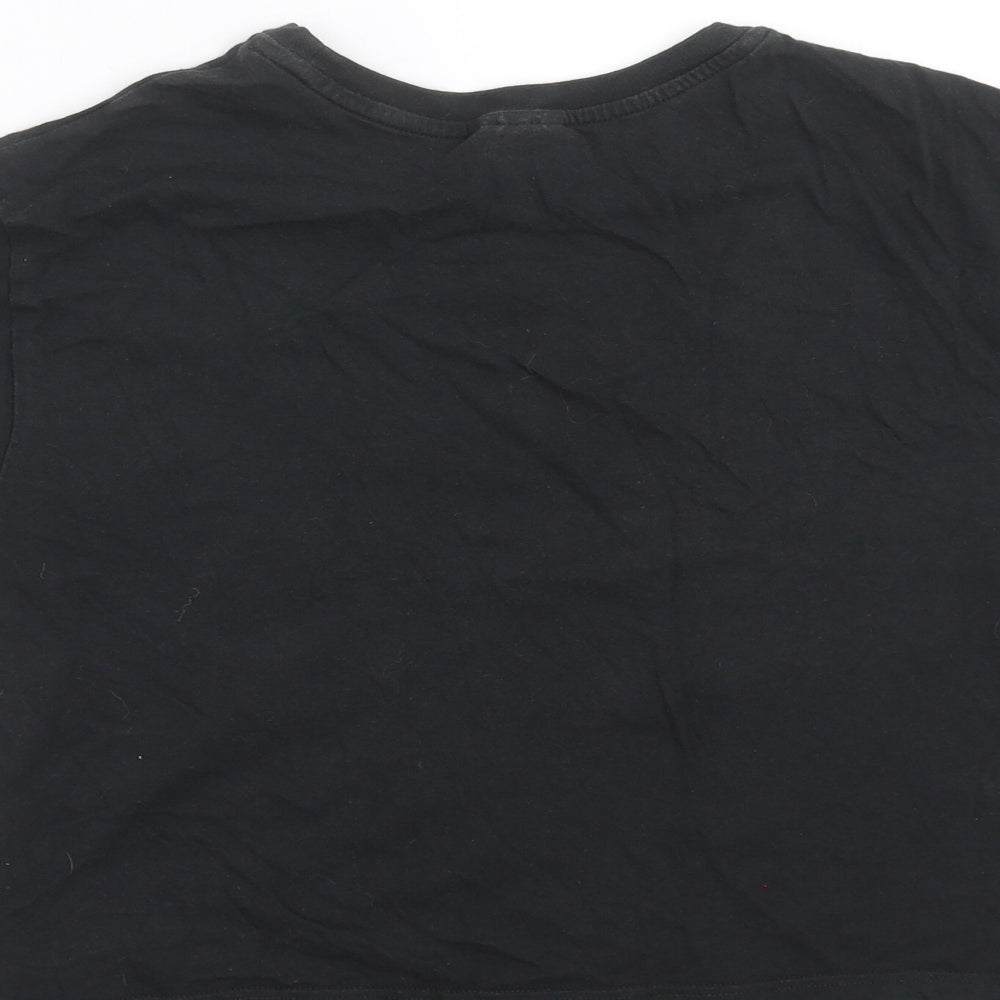 Topshop Womens Black Floral  Basic T-Shirt Size 8  - Floral embroidery
