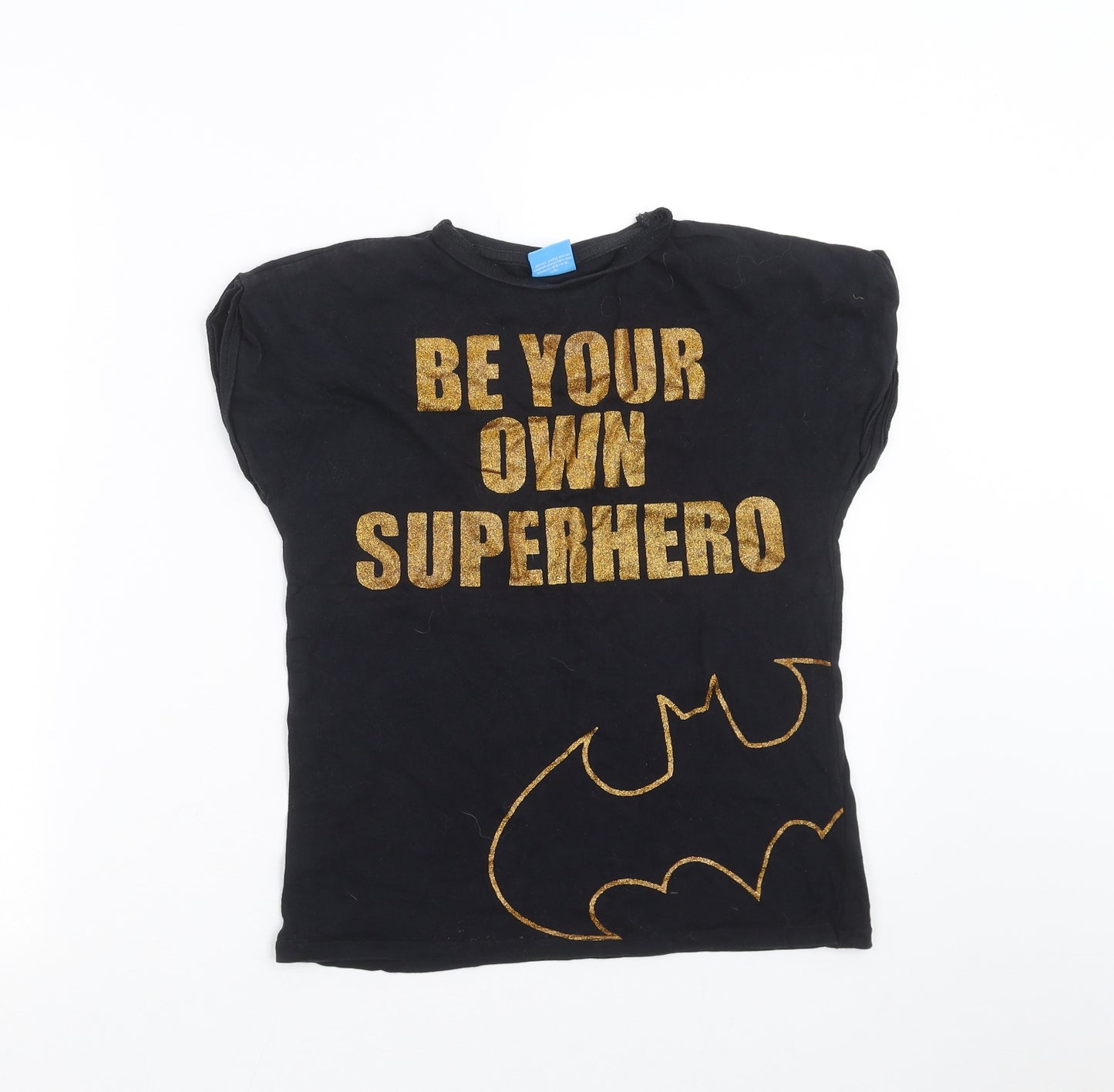 George Girls Black   Basic T-Shirt Size 11-12 Years  - Justice League