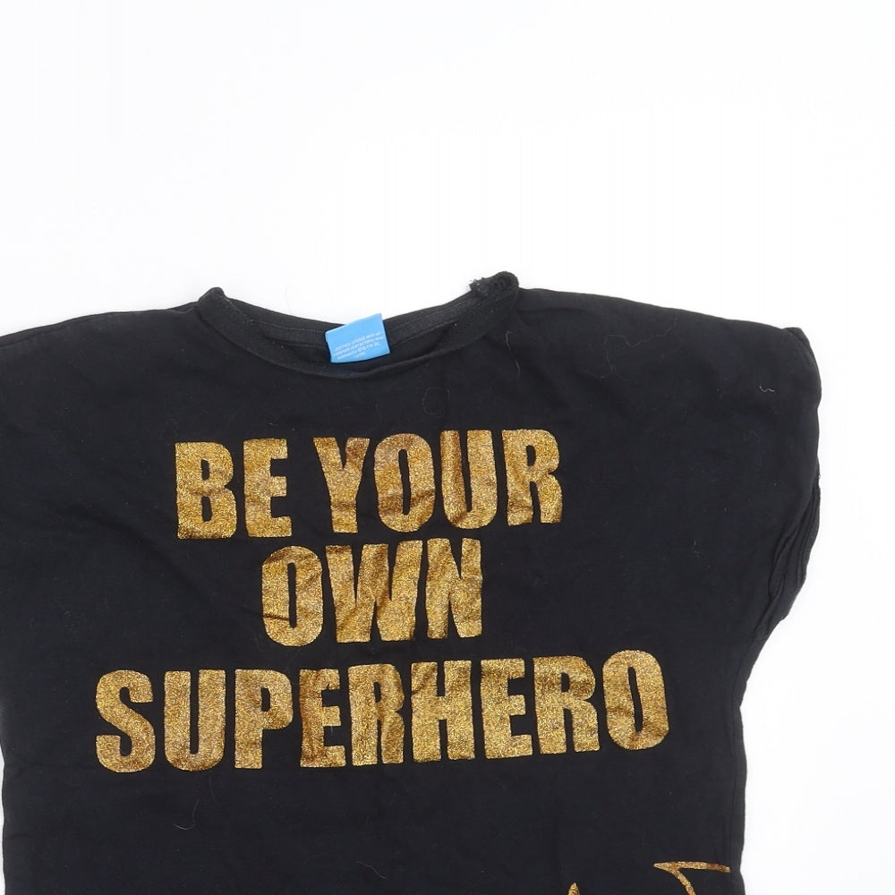 George Girls Black   Basic T-Shirt Size 11-12 Years  - Justice League