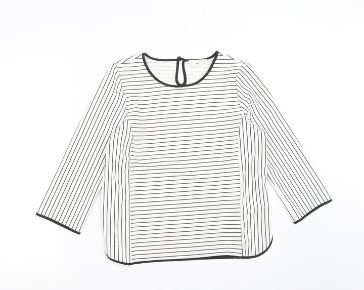 VERO MODA Womens White Striped Basic Blouse Size S