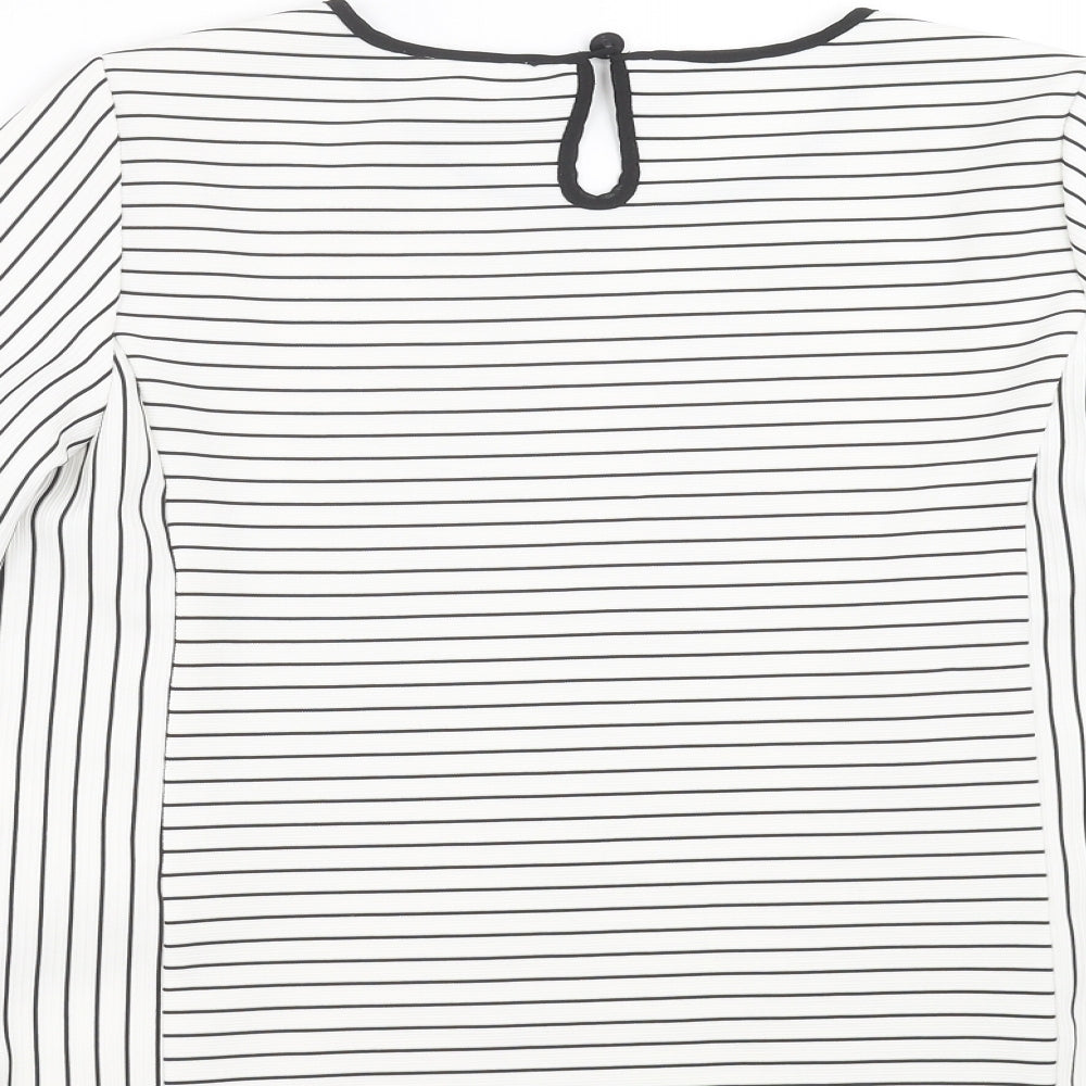 VERO MODA Womens White Striped  Basic Blouse Size S