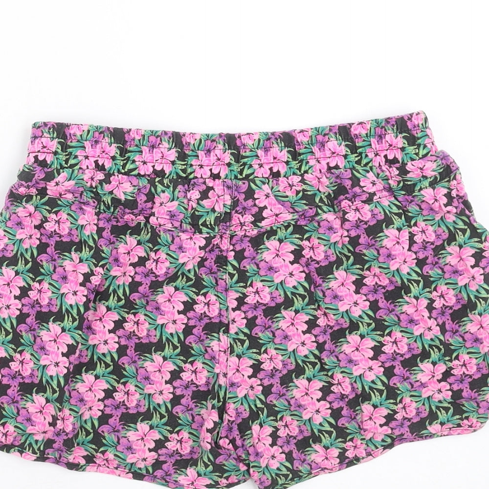 Young Dimension Girls Black Floral  Hot Pants Shorts Size 12-13 Years