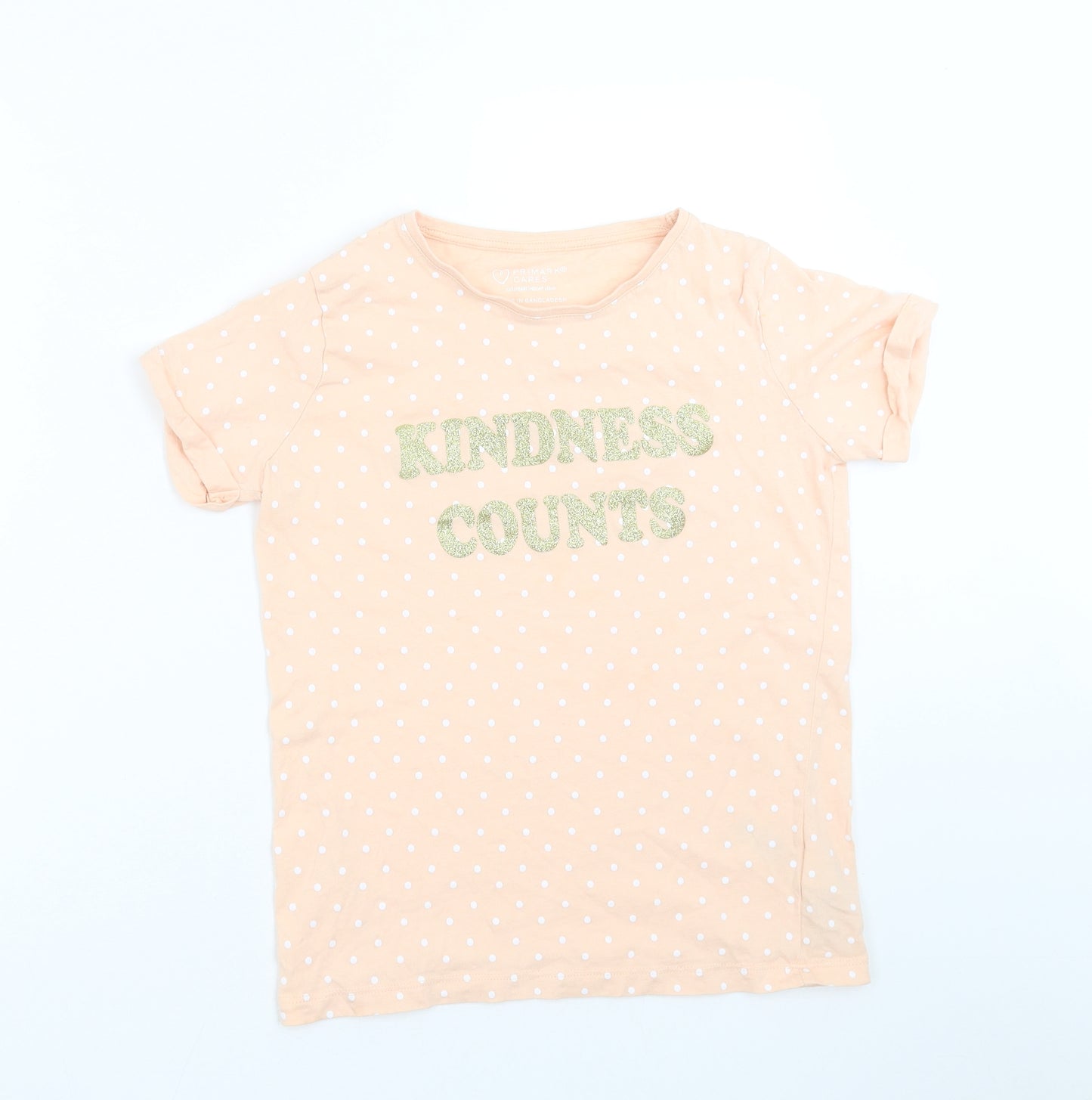 Primark Girls Pink Polka Dot  Basic T-Shirt Size 12-13 Years  - kindness