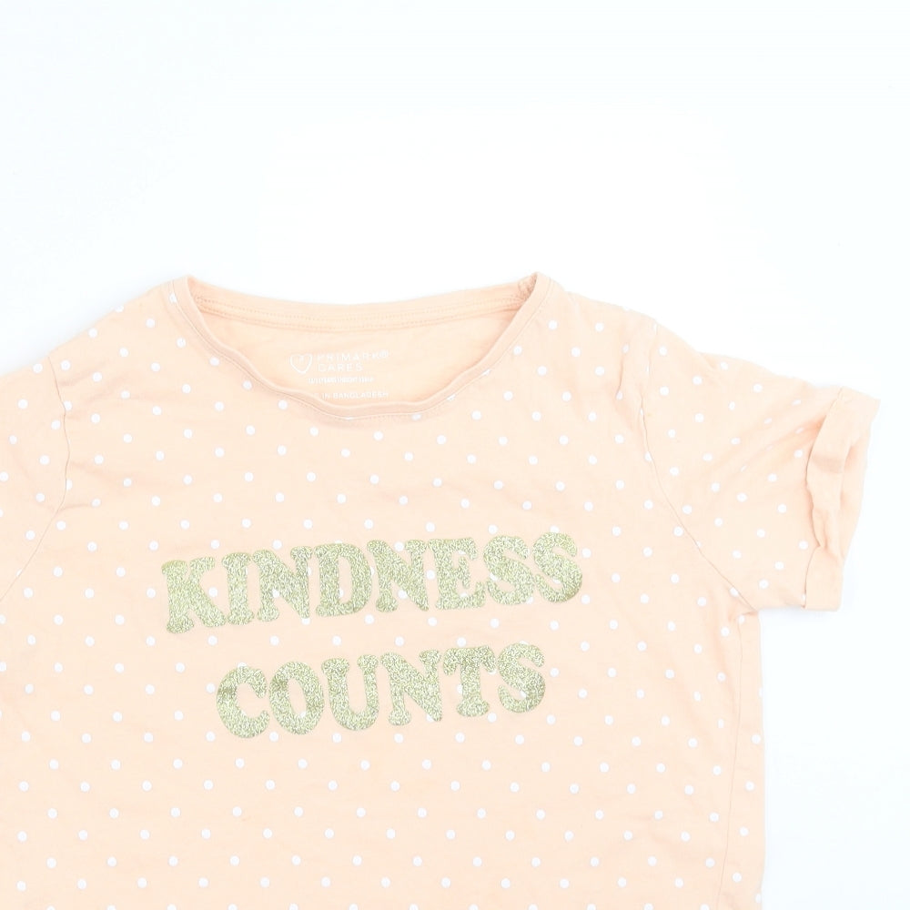 Primark Girls Pink Polka Dot  Basic T-Shirt Size 12-13 Years  - kindness