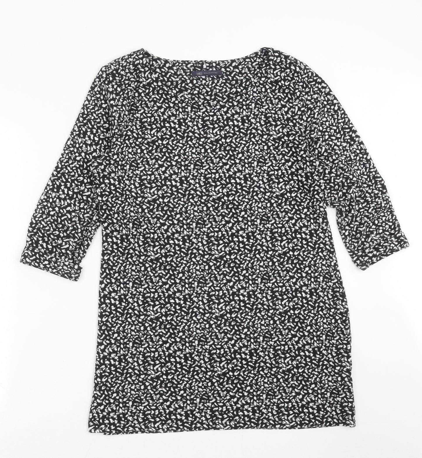 Marks and Spencer Womens Black Geometric Knit Pullover Jumper Size 16