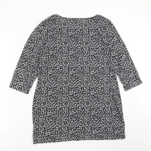 Marks and Spencer Womens Black Geometric Knit Pullover Jumper Size 16