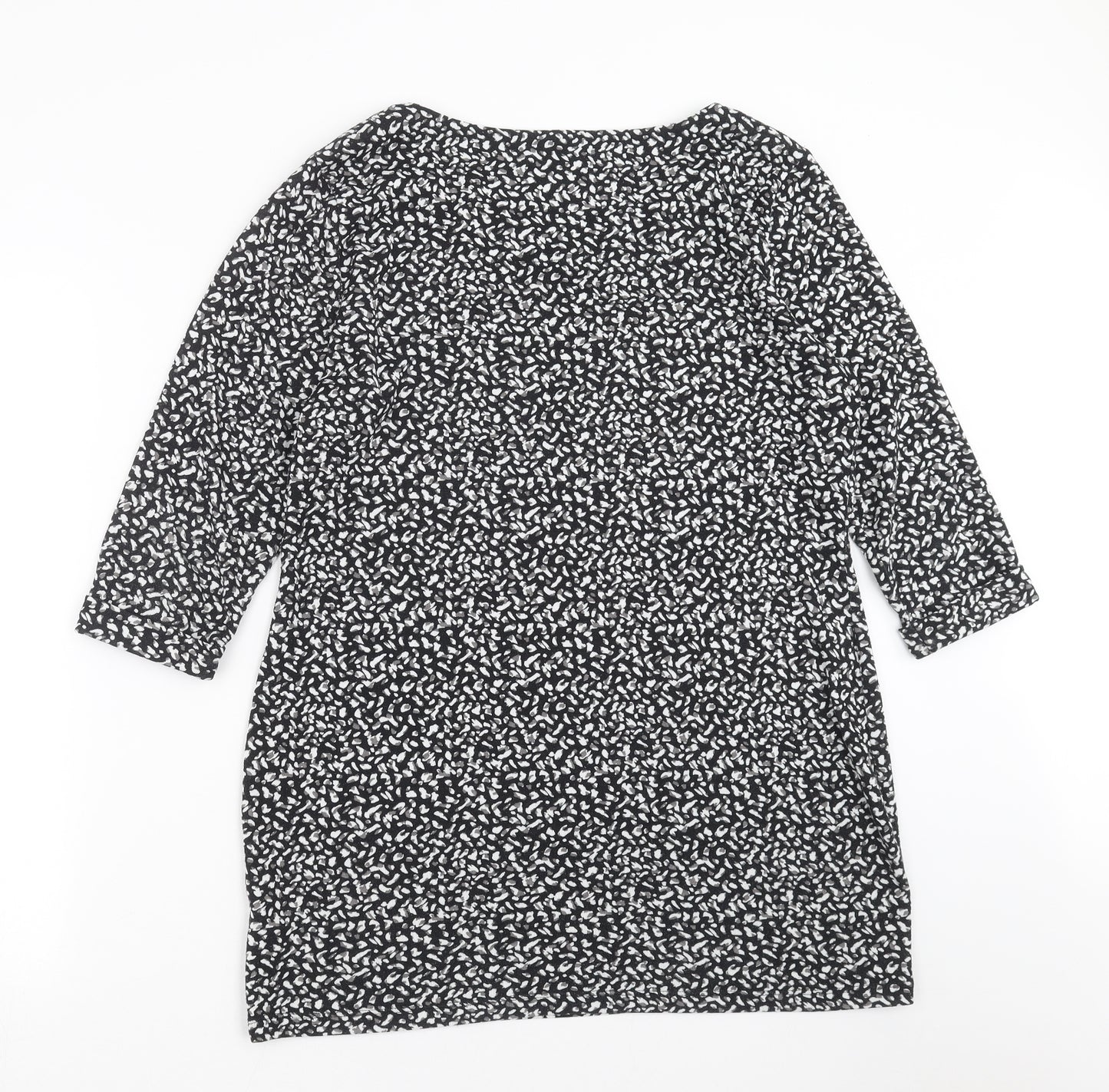 Marks and Spencer Womens Black Geometric Knit Pullover Jumper Size 16