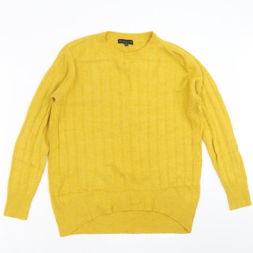 F&F Womens Yellow Striped Knit Pullover Jumper Size 8