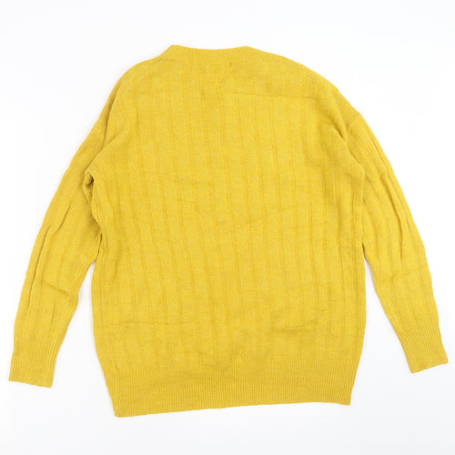 F&F Womens Yellow Striped Knit Pullover Jumper Size 8