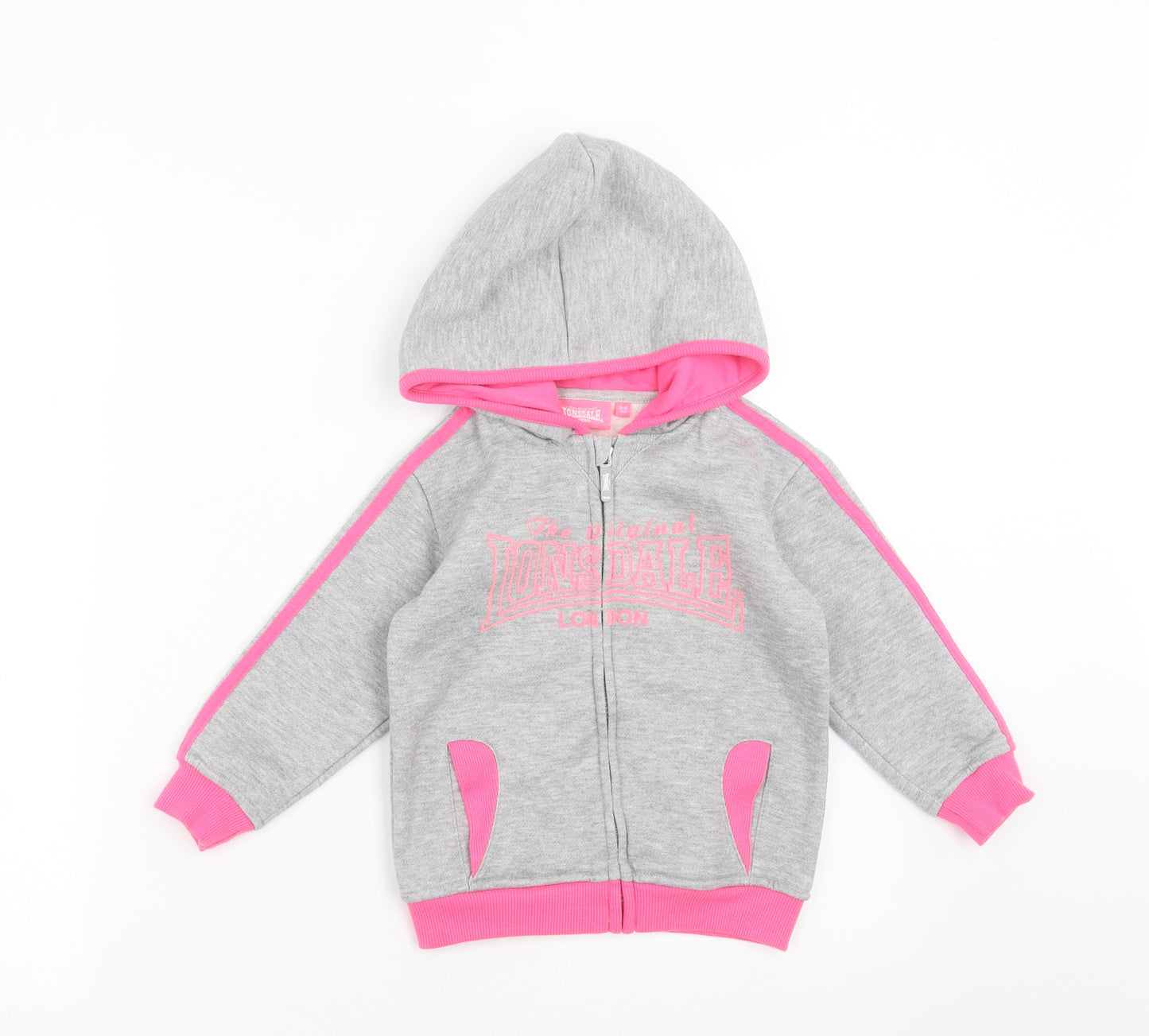 Lonsdale Girls Grey   Full Zip Hoodie Size 3-4 Years