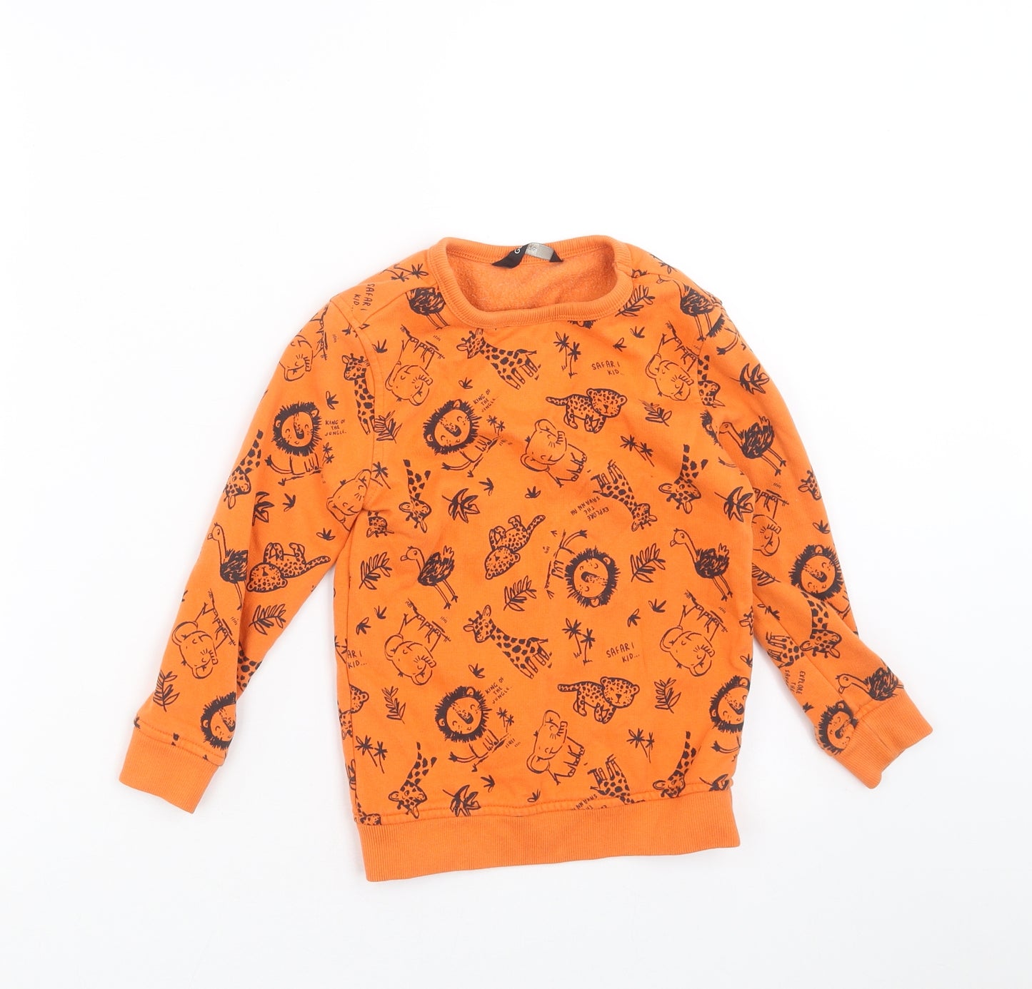 George Boys Orange   Pullover Sweatshirt Size 4-5 Years  - animals safari