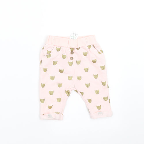 Matalan Girls Pink   Jogger Trousers Size 0-3 Months  - cat print