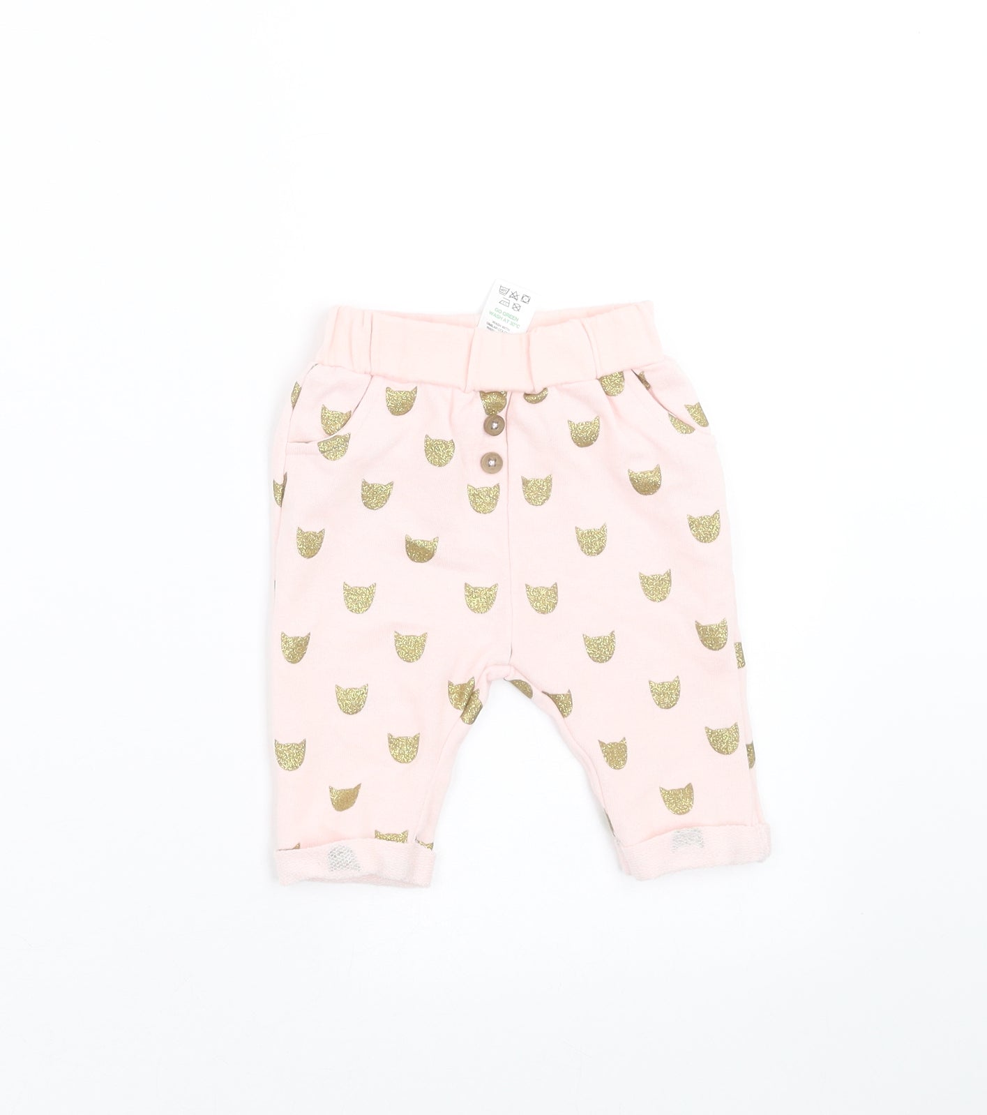 Matalan Girls Pink   Jogger Trousers Size 0-3 Months  - cat print