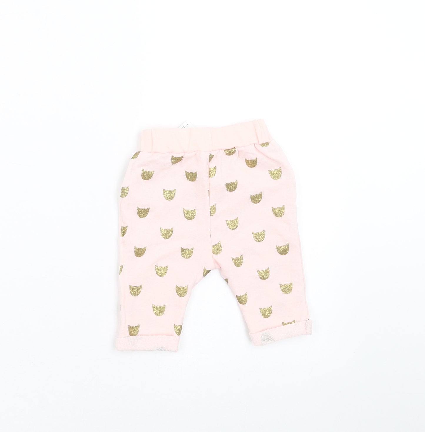 Matalan Girls Pink   Jogger Trousers Size 0-3 Months  - cat print
