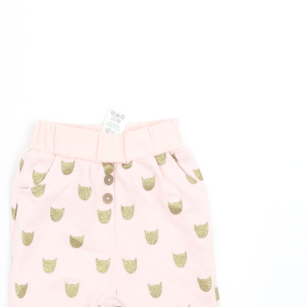 Matalan Girls Pink   Jogger Trousers Size 0-3 Months  - cat print
