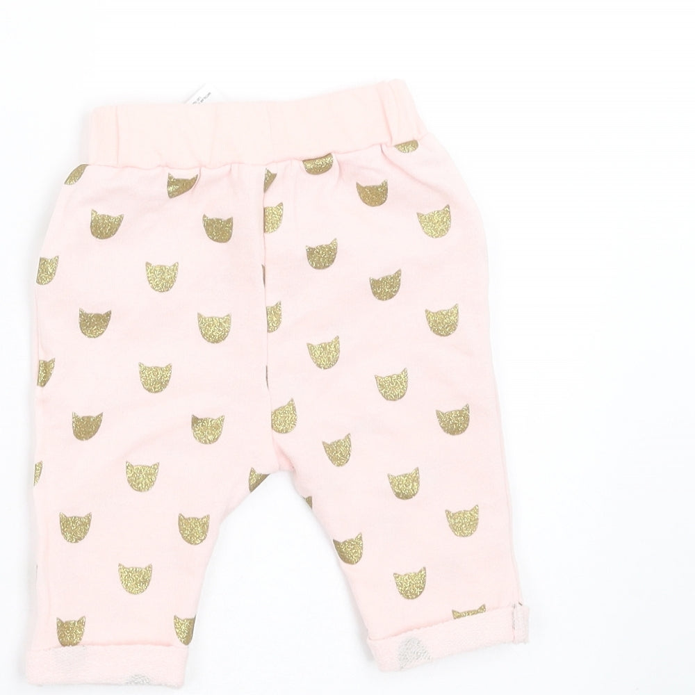 Matalan Girls Pink   Jogger Trousers Size 0-3 Months  - cat print