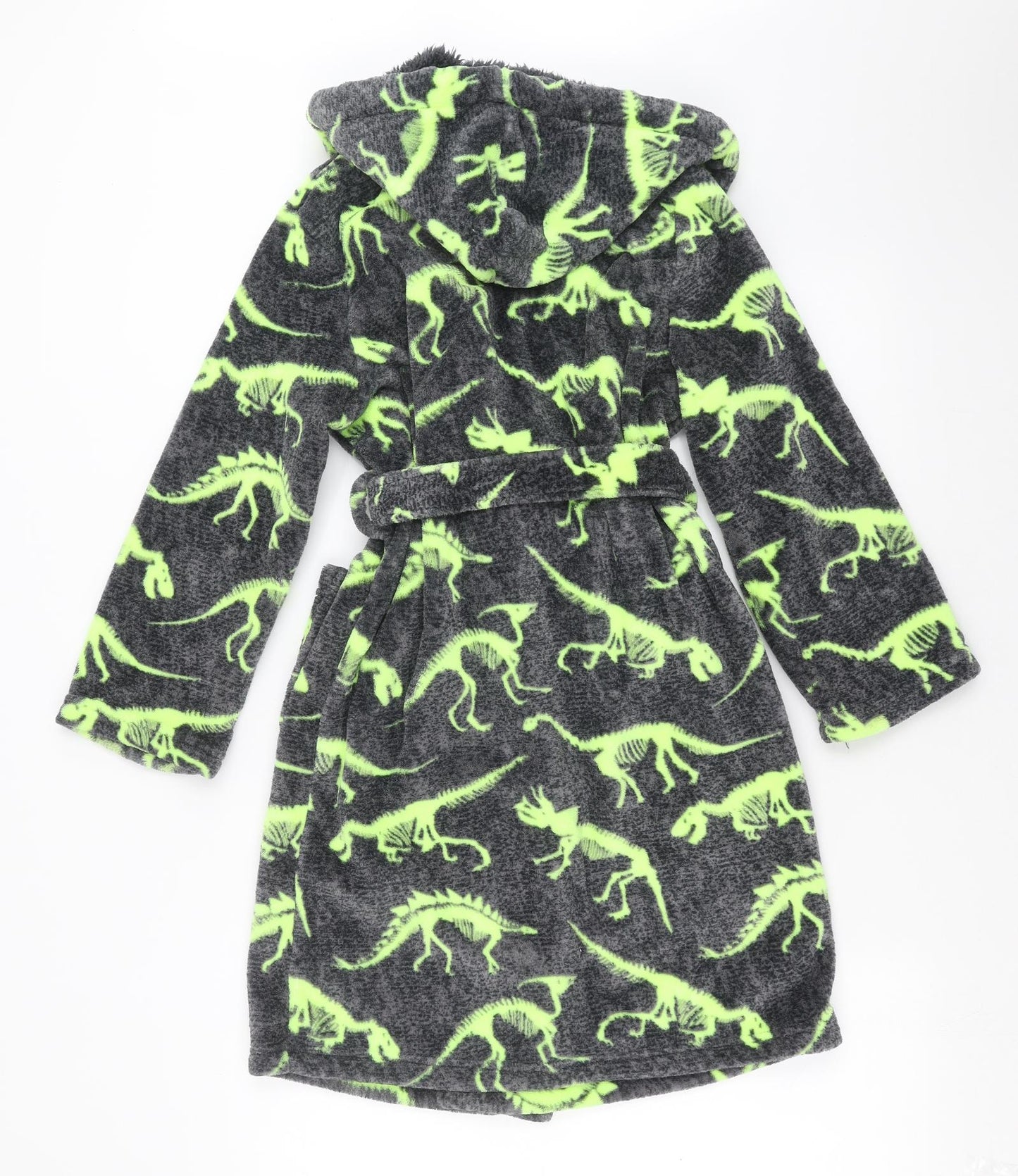Blue Zoo Boys Grey Solid Fleece  Robe Size 9-10 Years  - dinosaur