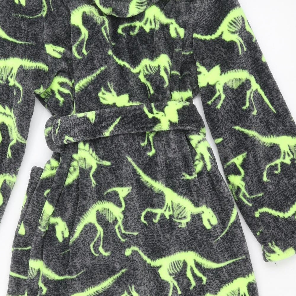 Blue Zoo Boys Grey Solid Fleece  Robe Size 9-10 Years  - dinosaur
