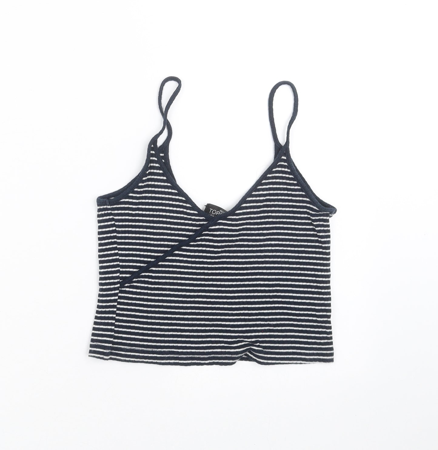 Topshop Womens Blue Striped  Camisole T-Shirt Size 10  - cropped