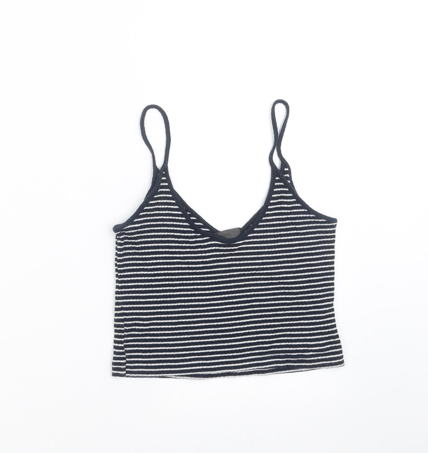 Topshop Womens Blue Striped  Camisole T-Shirt Size 10  - cropped