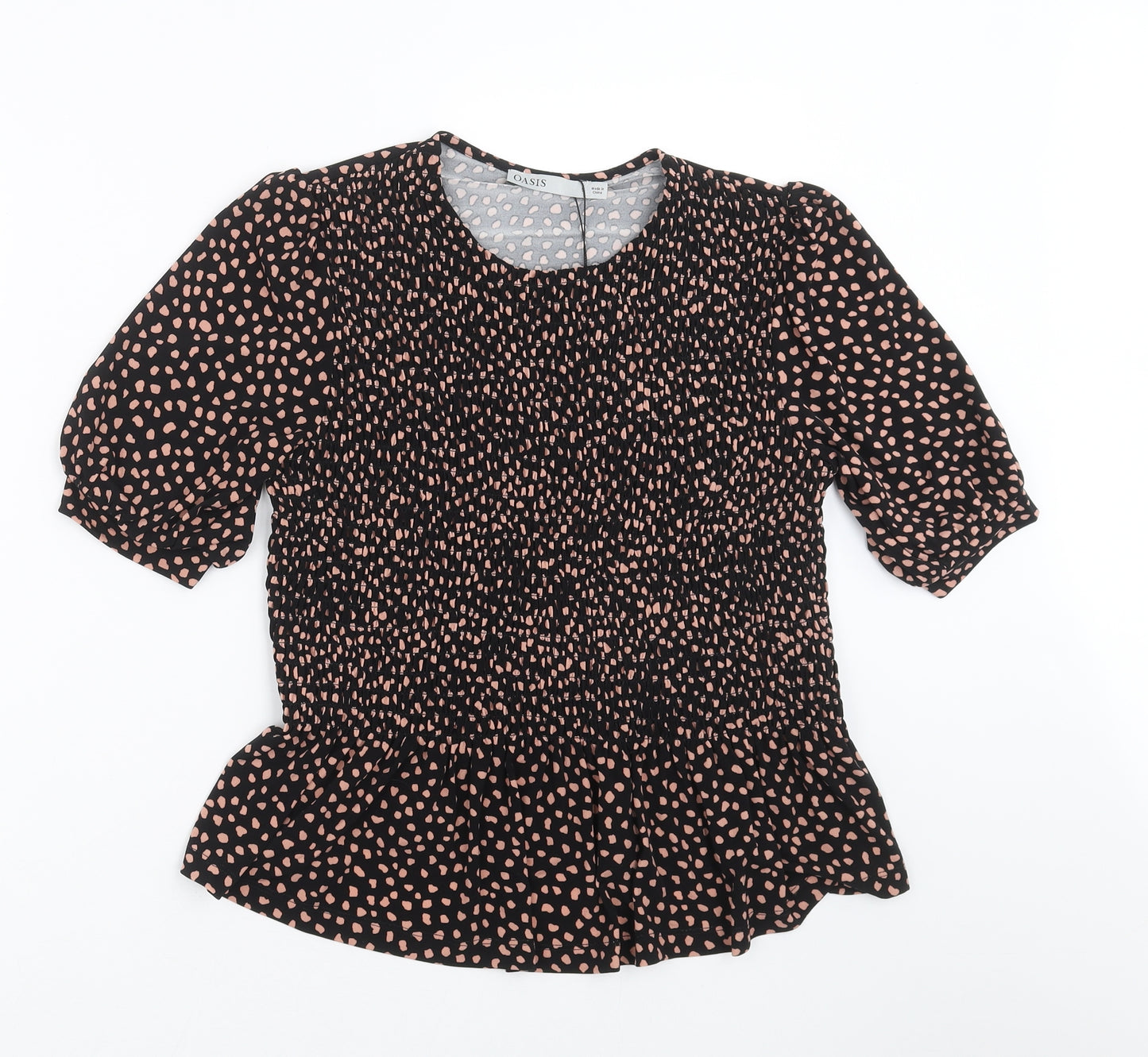 Oasis Womens Black Geometric  Basic Blouse Size S