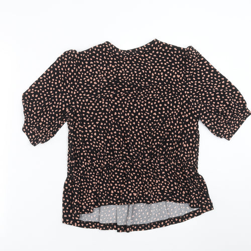 Oasis Womens Black Geometric  Basic Blouse Size S