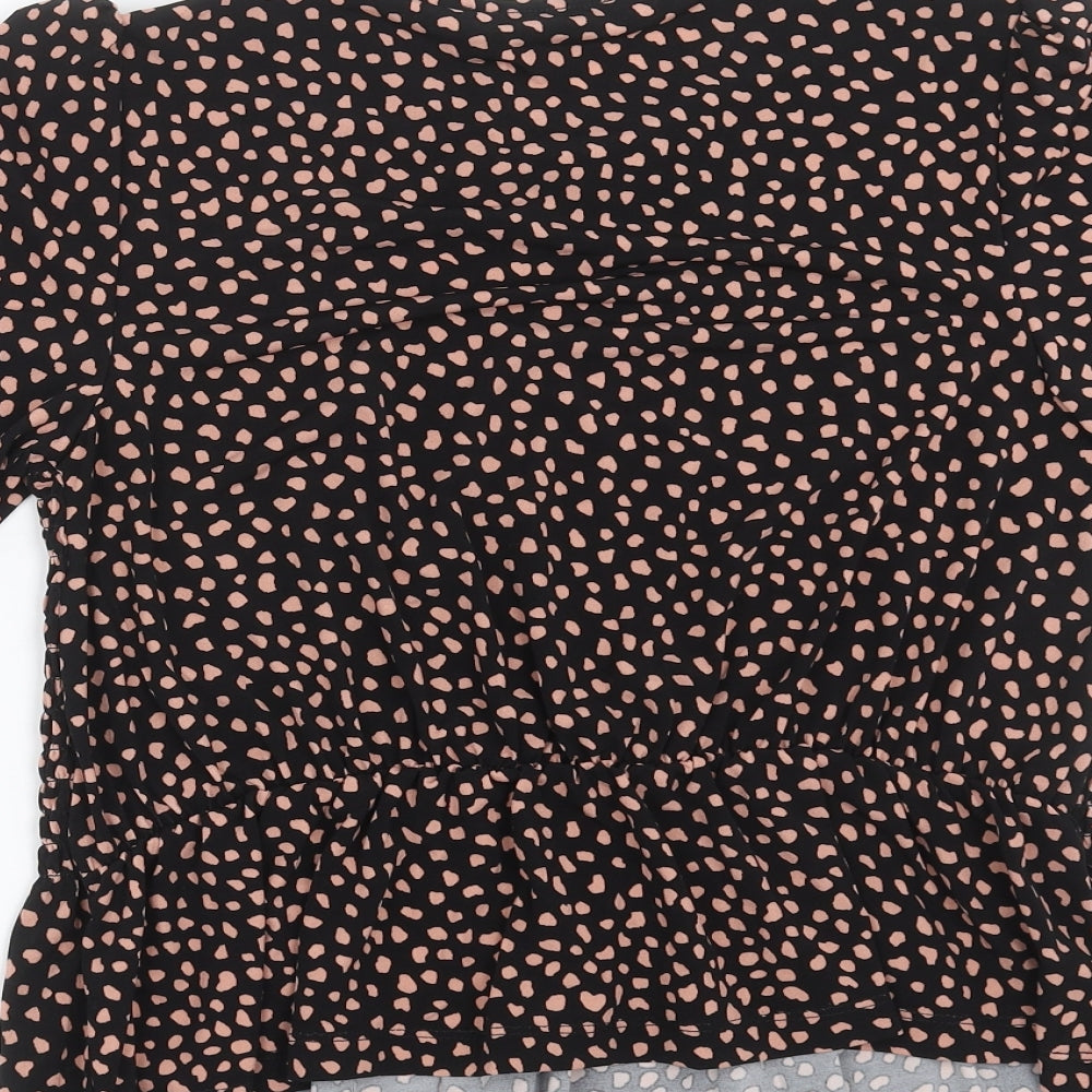 Oasis Womens Black Geometric  Basic Blouse Size S