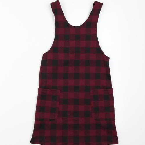 Nutmeg Girls Red Check  Pinafore/Dungaree Dress  Size 8-9 Years