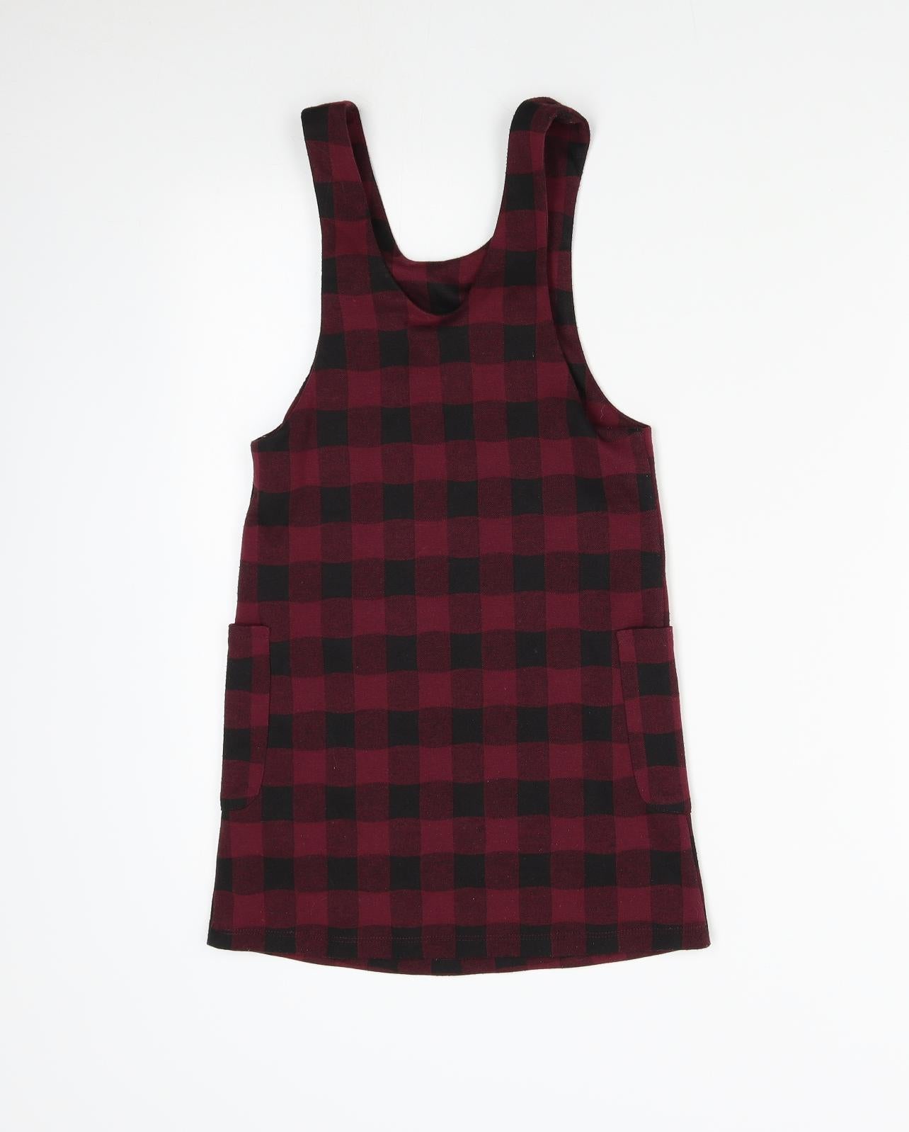 Nutmeg Girls Red Check  Pinafore/Dungaree Dress  Size 8-9 Years