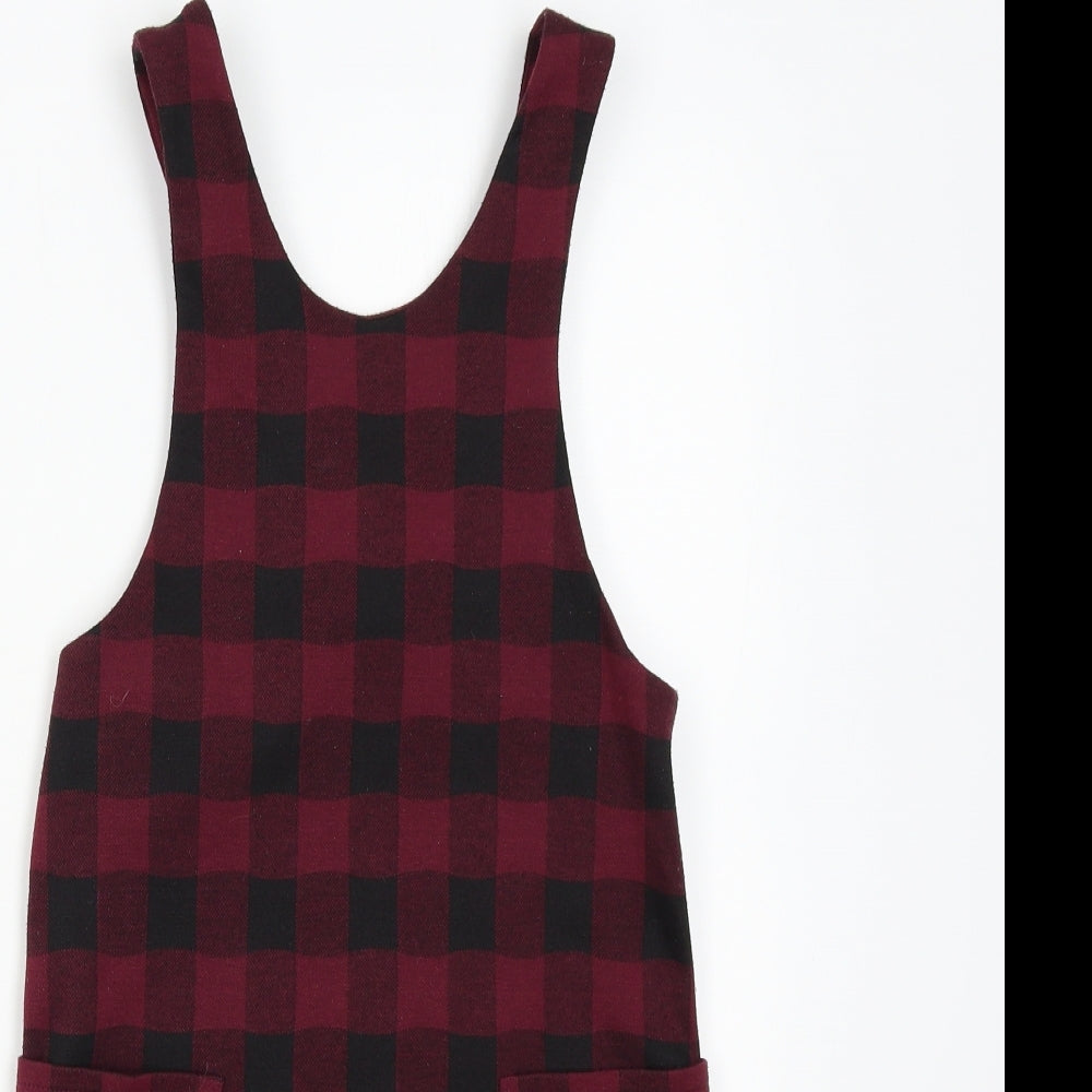 Nutmeg Girls Red Check  Pinafore/Dungaree Dress  Size 8-9 Years