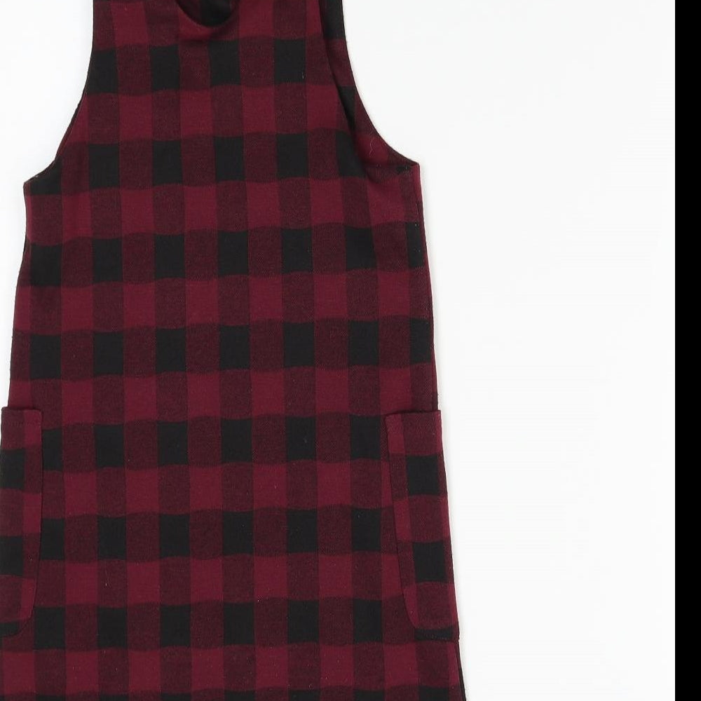 Nutmeg Girls Red Check  Pinafore/Dungaree Dress  Size 8-9 Years