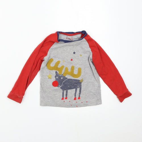 M&S Baby Multicoloured Solid   Pyjama Top Size 18-24 Months  - Reindeer