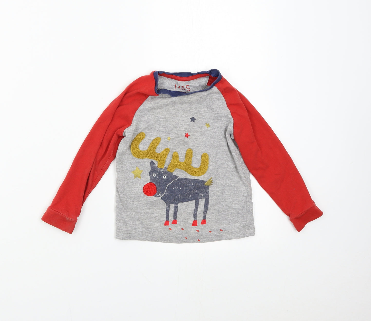 M&S Baby Multicoloured Solid   Pyjama Top Size 18-24 Months  - Reindeer