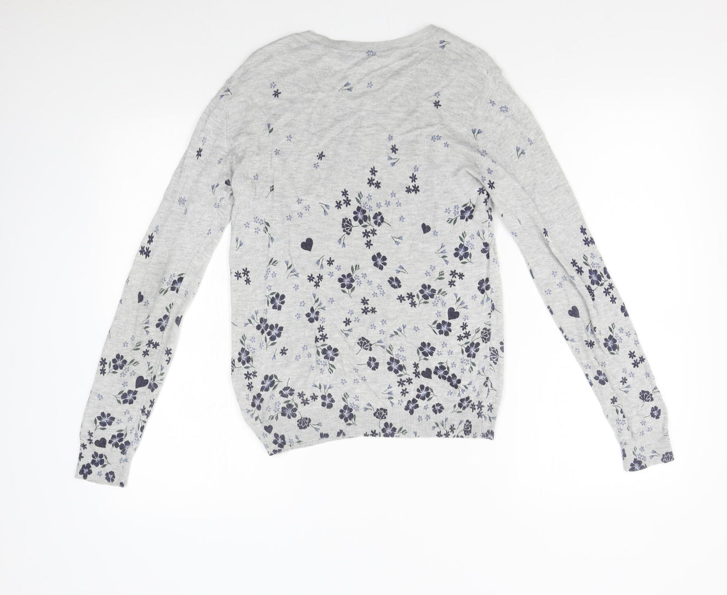 Dorothy Perkins Womens Grey Floral Knit Pullover Jumper Size 10