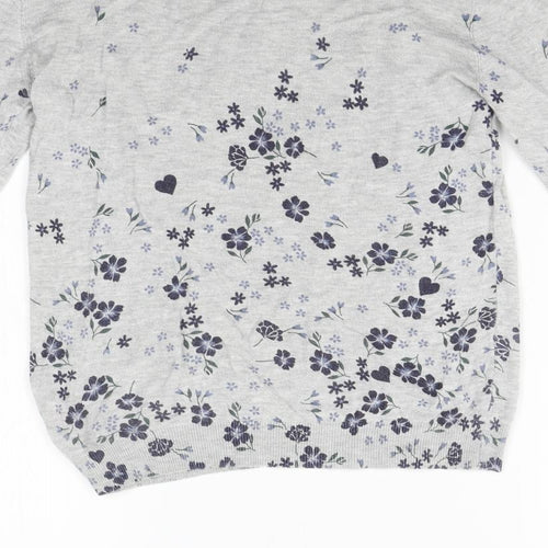 Dorothy Perkins Womens Grey Floral Knit Pullover Jumper Size 10