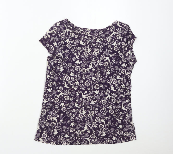 Dorothy Perkins Womens Purple Floral Basic T-Shirt Size XS