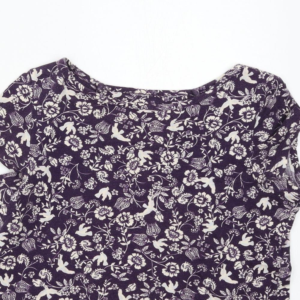 Dorothy Perkins Womens Purple Floral  Basic T-Shirt Size XS