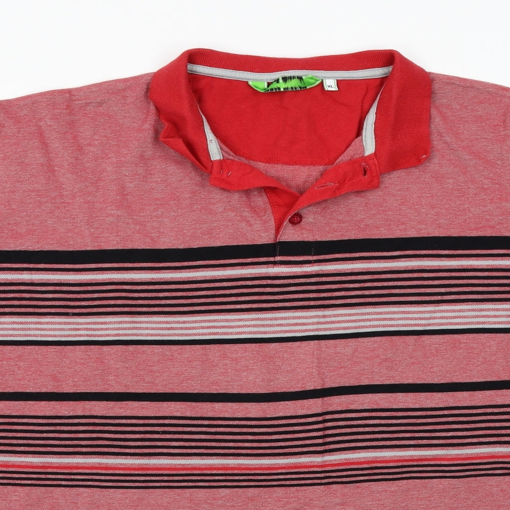 James Pringle Mens Red Striped   Polo Size XL