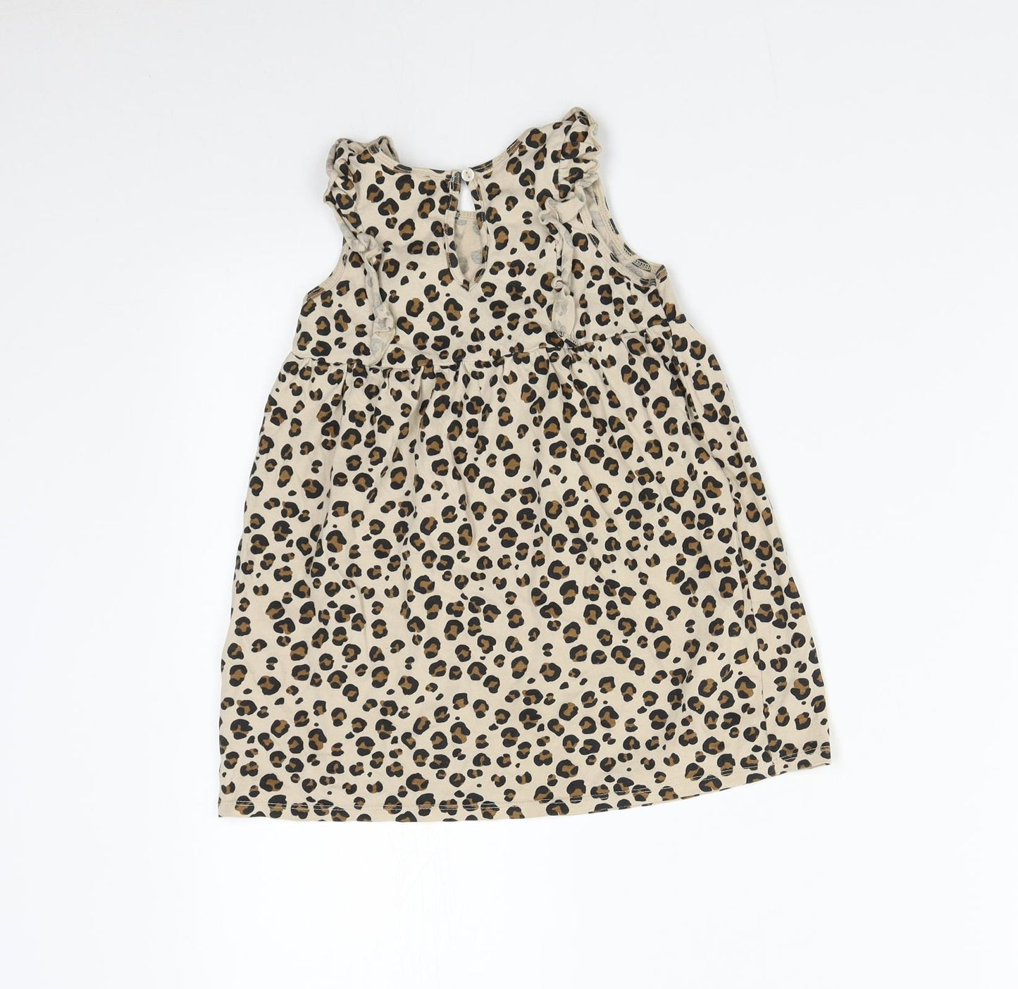 H&M Girls Brown Animal Print  T-Shirt Dress  Size 2-3 Years
