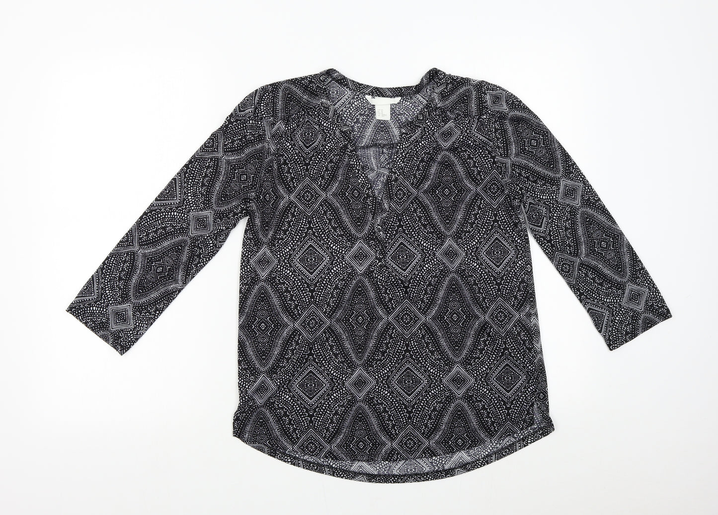 H&M Womens Black Geometric  Basic Blouse Size XS